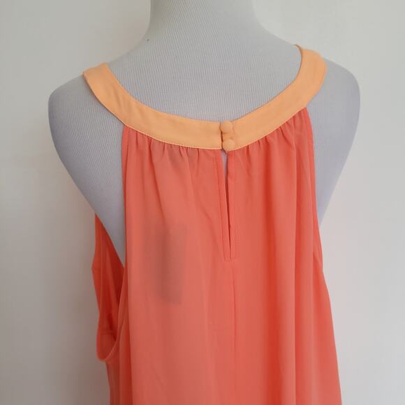 NEW Torrid Georgette Halter Tank Colorblock Coral Lightweight Sleeveless Women 3 - Picture 7 of 12